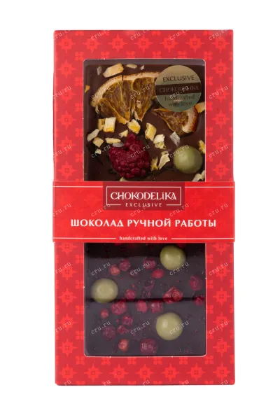 Шоколад Чокоделика тёмный Брусника, вишня, кешью 100 г