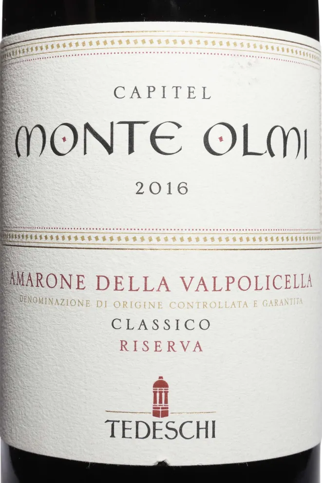 Этикетка Tedeschi Capitel Monte Olmi Amarone della Valpolicella DOC Classico Riserva 2016 0.75 л