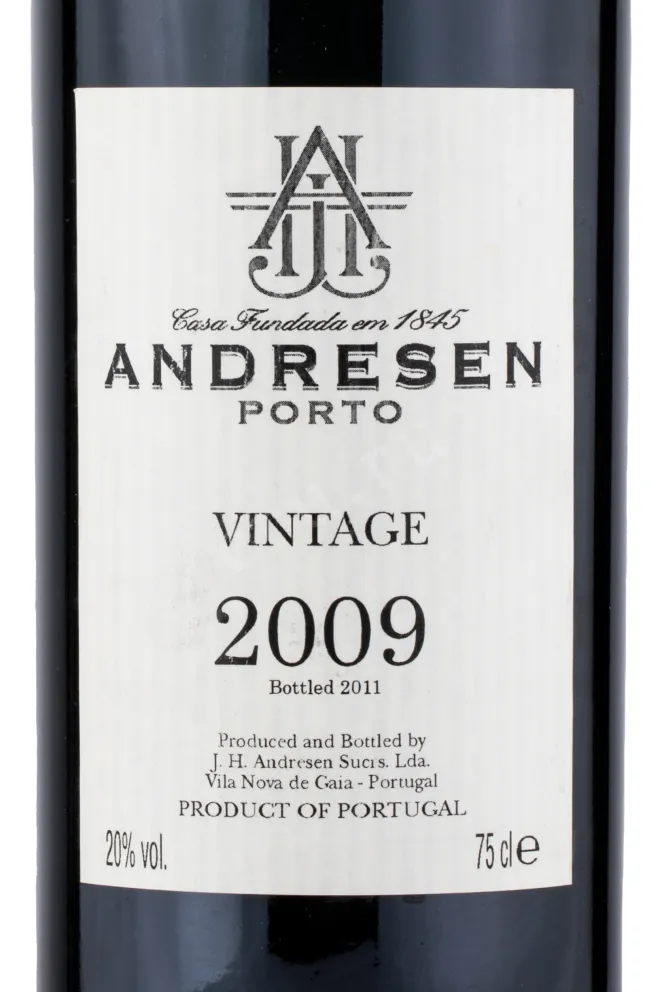 Этикетка портвейна Андресен Винтаж 2009 0.75 л
