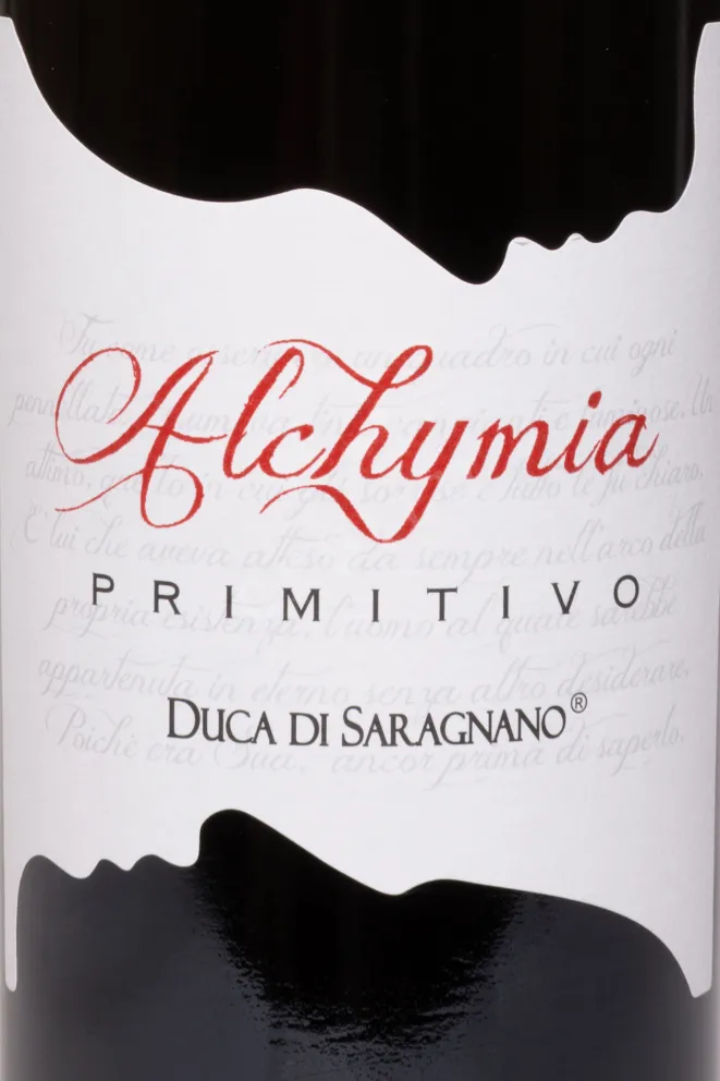 Этикетка Alchymia Primitivo Duca di Saragnano 2024 0.75 л