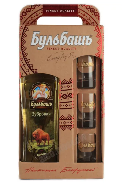Настойка Бульбашъ Горькая Зубровая + 3 стакана  0.5 л