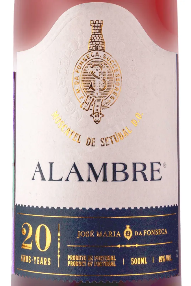 Этикетка Alambre Moscatel de Setubal 20 years in gift box 2000 0.5 л