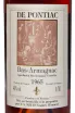 Этикетка De Pontiac Bas-Armagnac in wooden box 1965 0.7 л
