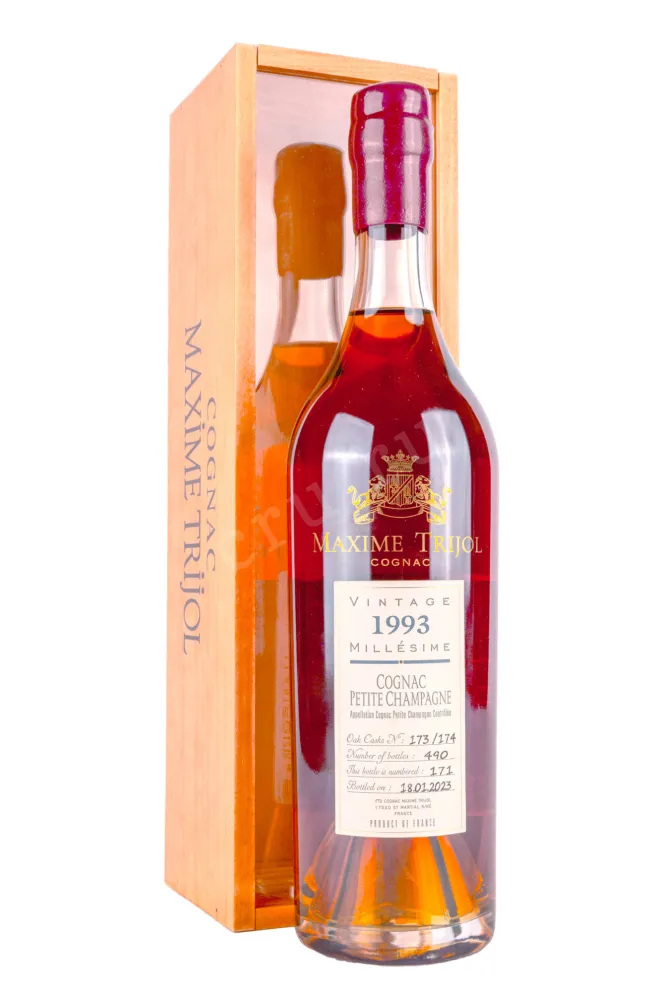 Коньяк Maxime Trijol Petite Champagne in wooden box Vintage 1993  0.7 л