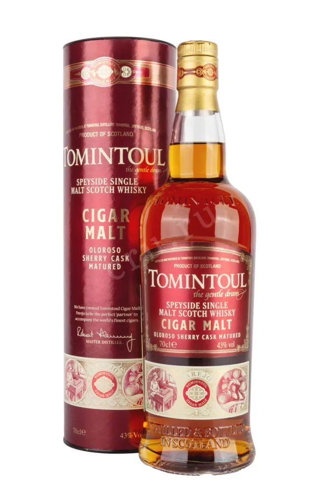 Виски Tomintoul Speyside Cigar Malt Oloroso Sherry Cask Matured in tube  0.7 л
