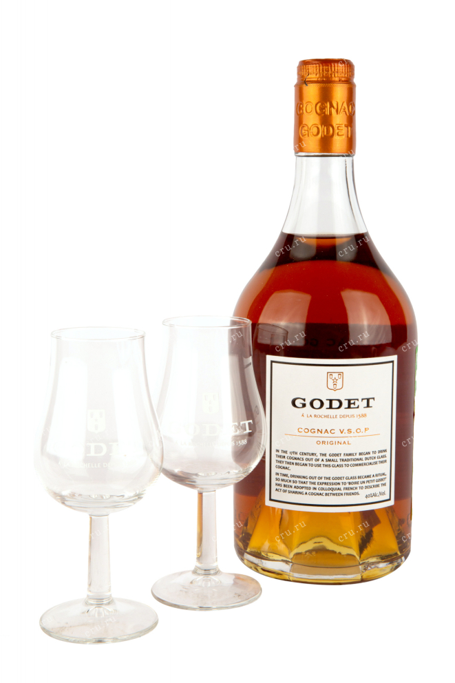 Коньяк Godet VSOP Original giftset with 2 glasses   0.7 л