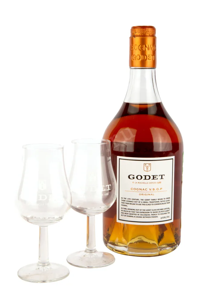 Коньяк Godet VSOP Original giftset with 2 glasses  0.7 л