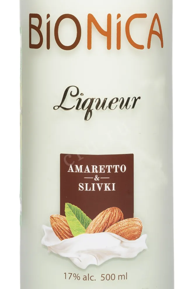 Этикетка Bionica Amaretto & Slivki 0.5 л