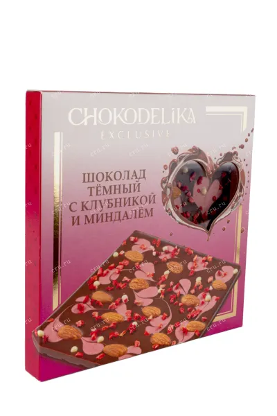 Шоколад Чокоделика тёмный Узорный Клубника и Миндаль 200 г