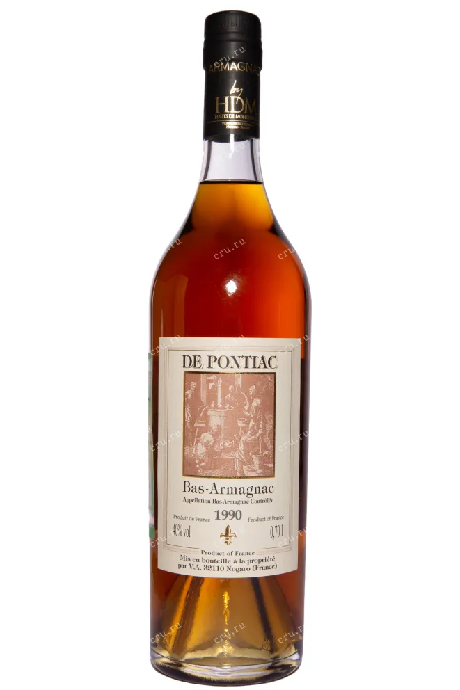 Бутылка De Pontiac Bas-Armagnac in wooden box 1990 0.7 л