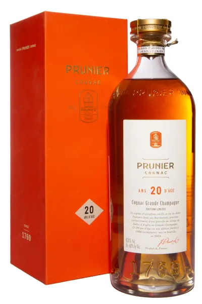 Коньяк Prunier Ans 20 D'Age Grande Champagne in gift box  0.7 л