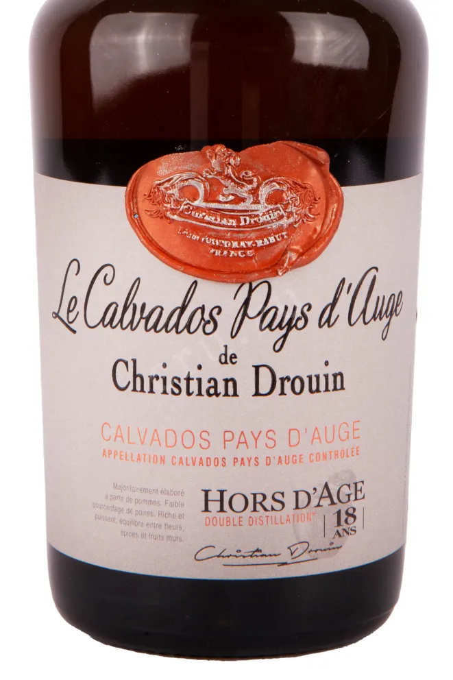 Этикетка Бренди Кристиан Друэн Кальвадос Пэи д'Ож Ор д'Аж 18 лет 0.7