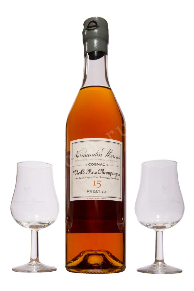 Бутылка Normandin-Mercier Prestige Vielle Fine Champagne in gift box with 2 glasses 0.7 л