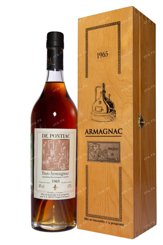 Арманьяк De Pontiac Bas-Armagnac in wooden box 1965 0.7 л