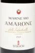 Этикетка Tedeschi Marne 180 Amarone Della Valpolicella DOCG 2021 0.75 л