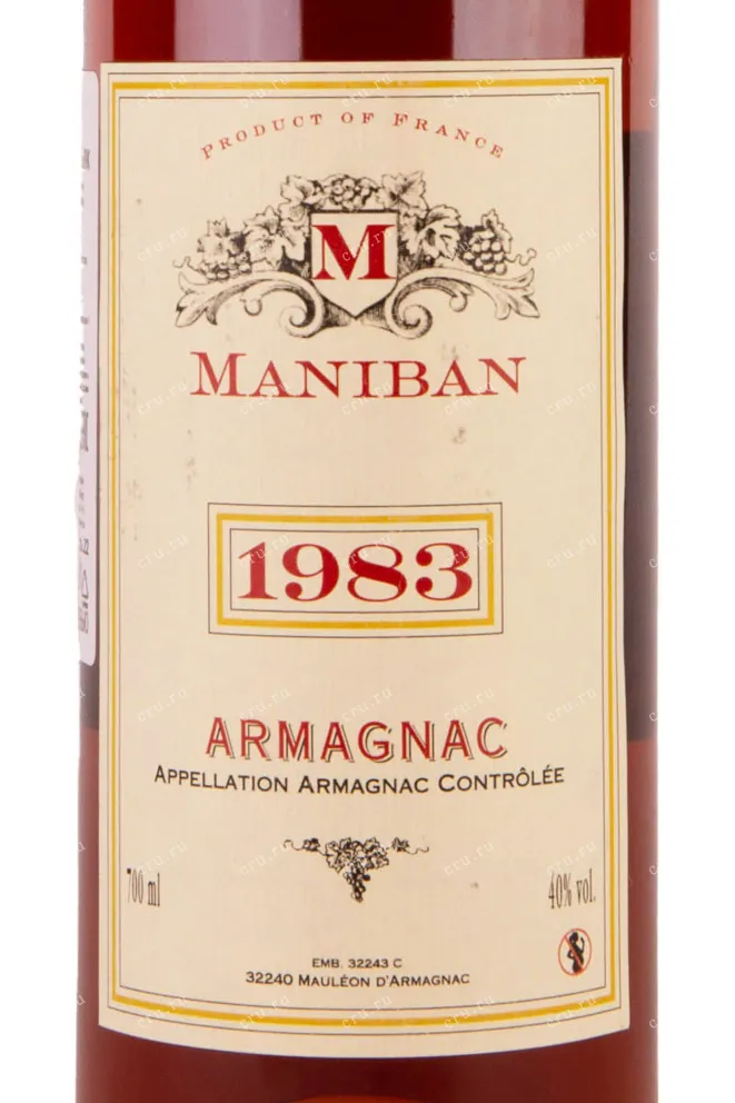 Этикетка Maniban 1983 0.7 л