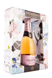Игристое вино Cava Vilarnau Brut Rose Delicat Reserva, gift box with 2 glasses  0.75 л