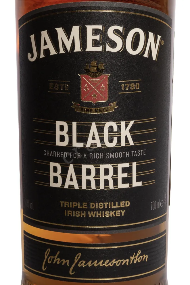 Этикетка Jameson Black Barrel in gift box with 1 glass 0.7 л