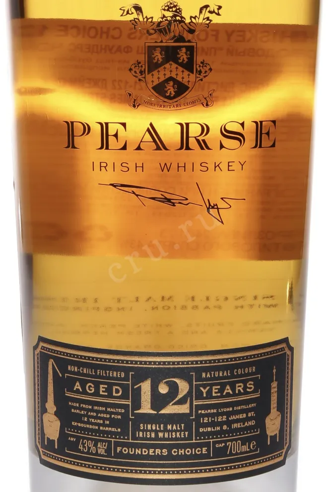 Этикетка Pearse Founders Choice 12 years in gift box 0.7 л