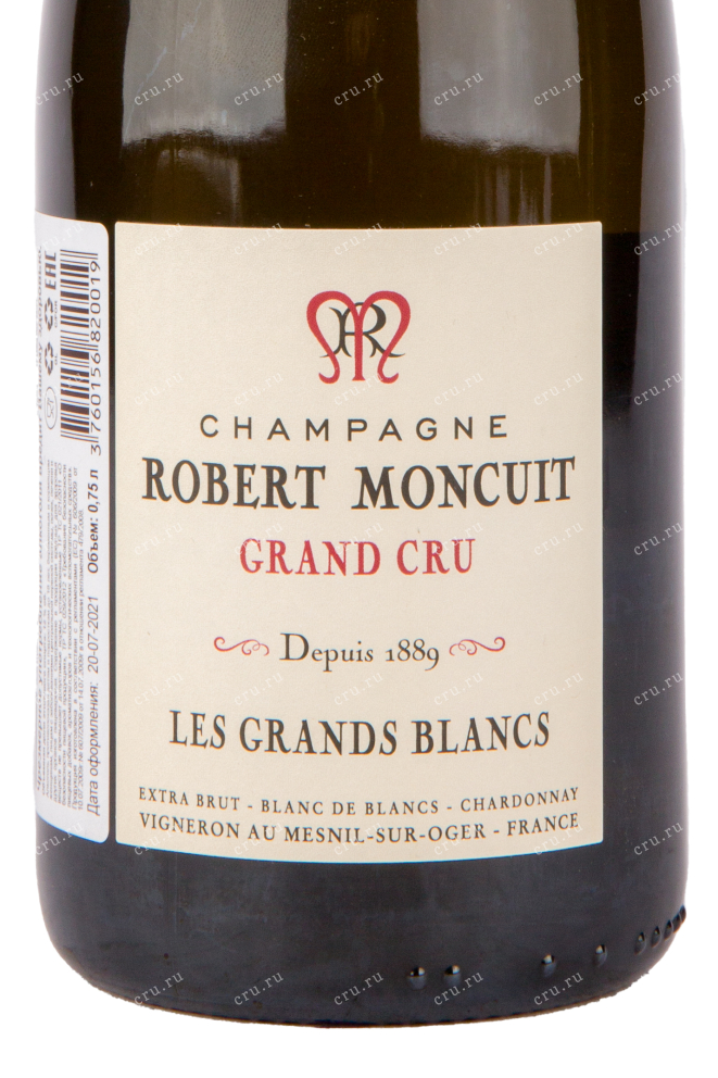 Этикетка игристого вина Robert Moncuit Blanc de Blancs Brut 0.75 л