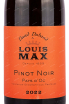 Этикетка Louis Max & David Duband Pays d’Oc Pinot Noir 2022 0.75 л