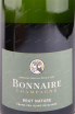 Этикетка игристого вина Bonnaire Blanc de Blancs Brut Nature Grand Cru 0.75 л