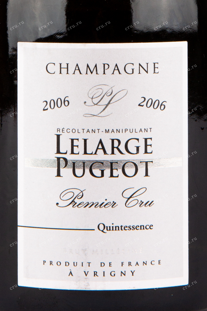 Этикетка игристого вина Lelarge Pugeot Quintessence Premier Cru Extra Brut 0.75 л