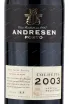 Этикетка портвейна Андресен Колейта 2003 0.75 л