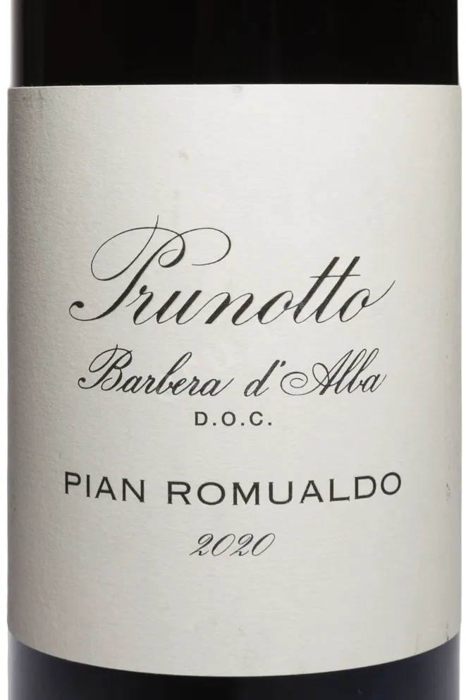 Этикетка Prunotto Barbera d'Alba DOC Pian Romualdo 2020 0.75 л