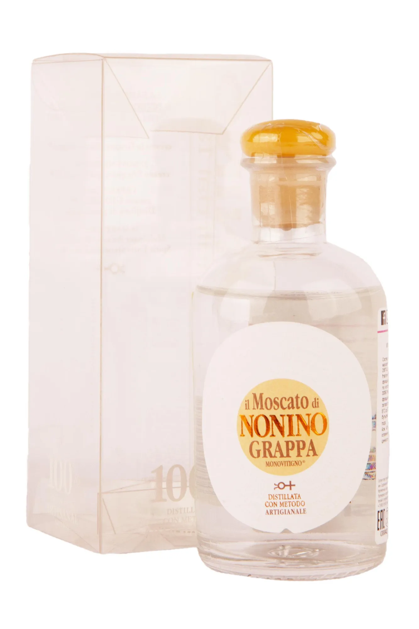 Фото — Граппа Il Moscato di Nonino Monovitigno in giftbox  0.1 л