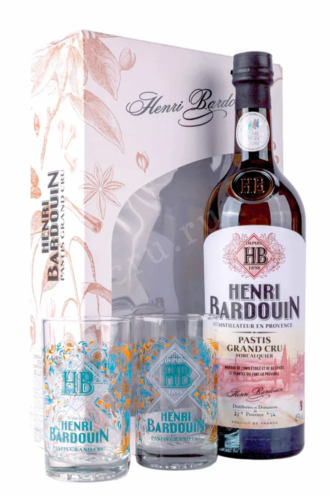 Ликер Henri Bardouin Pastis in giftset with 2 glasses  0.7 л