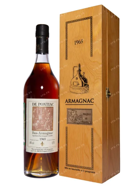 Арманьяк De Pontiac Bas-Armagnac in wooden box 1965 0.7 л