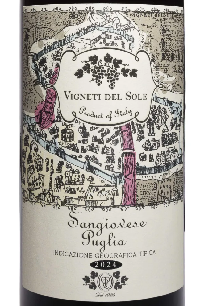 Этикетка Vigneti Del Sole Sangiovese Puglia IGT 2024 0.75 л