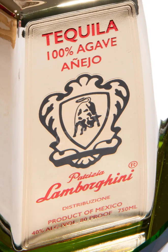 Этикетка Patrizia Lamborghini Anejo in gift box 0.75 л