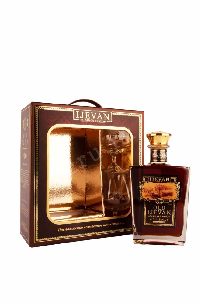 Набор с бокалами Old Ijevan 10 years in gift box + 2 glasses 0.5 л