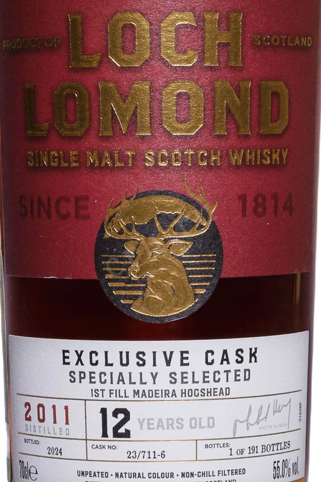 Этикетка Loch Lomond Exclusive Kask Specially Selected 12 years in tube 0.7 л