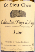 Этикетка Le Lieu Cheri Calvados Pays dAuge 3 ans gift box 0.7 л