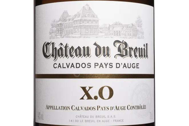 Этикетка Chateau du Breuil XO Pays dAuge AOC in gift box 0.7 л