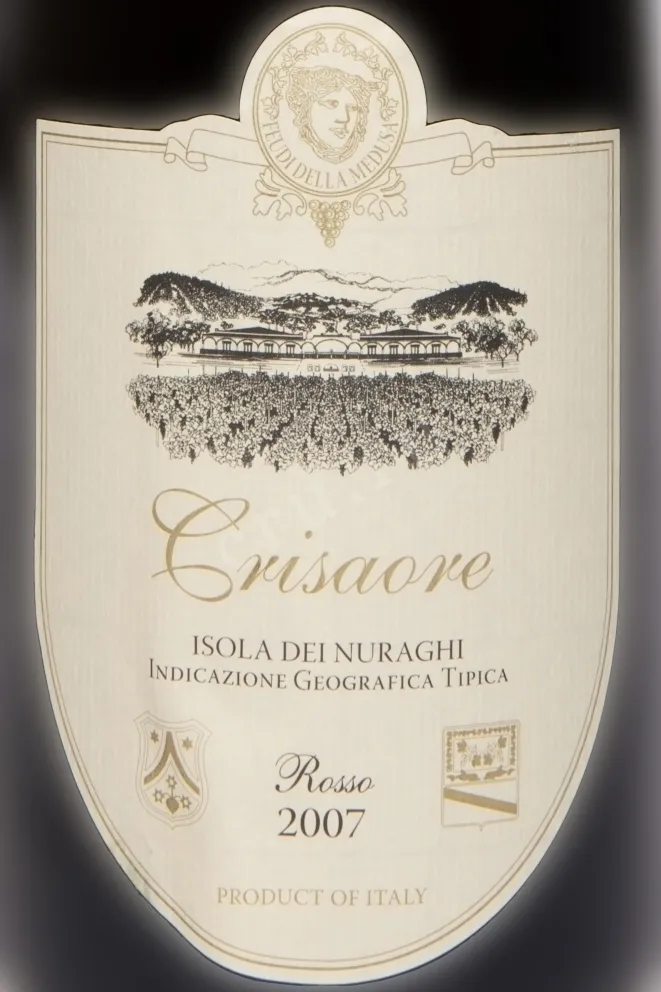 Этикетка Feudi della Medusa Crisaore Isola dei Nuraghi Rosso IGT 2007 0.75 л