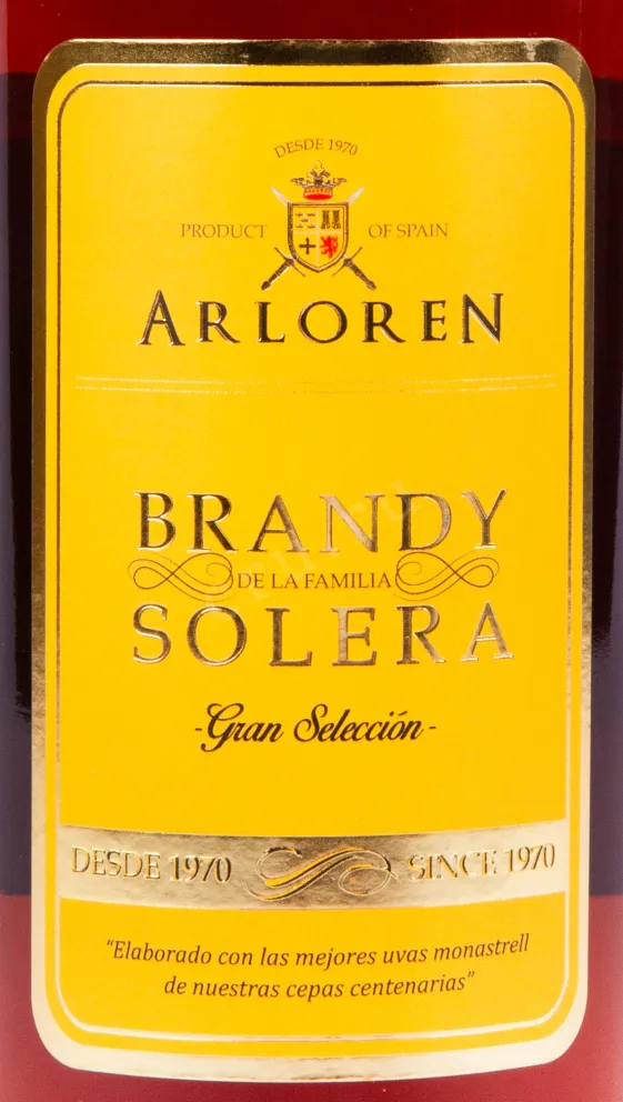 Этикетка бренди Арлорен де Ла Фамилия Солера Гран Селексьон 2015 1.0