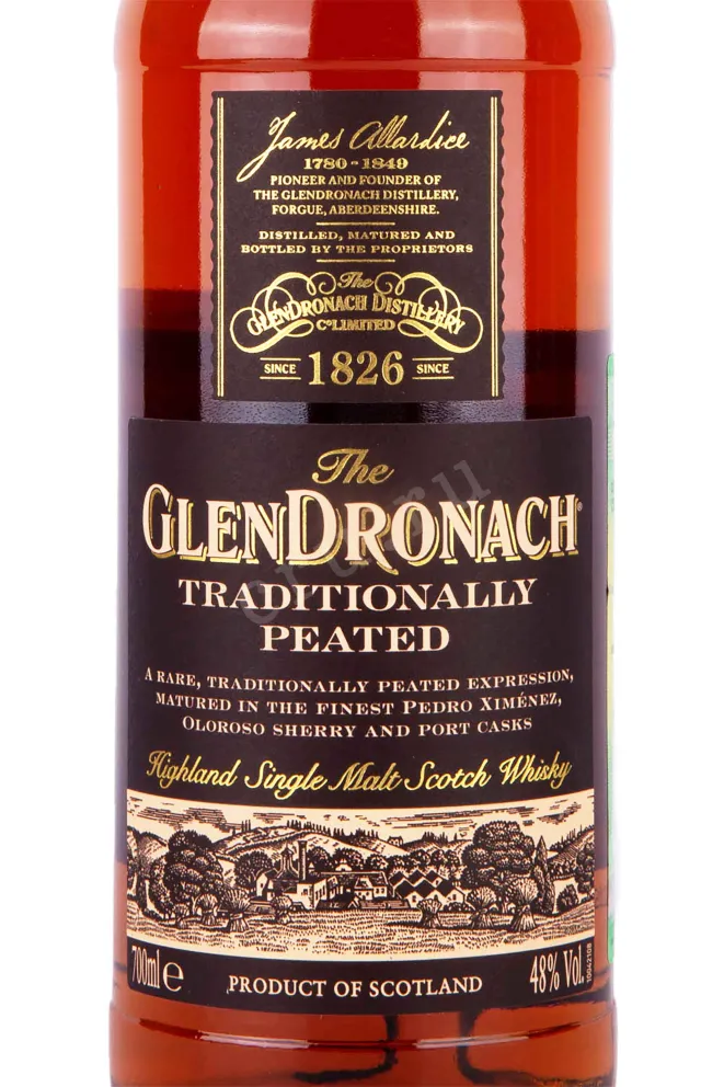Этикетка Glendronach Traditionally Peated in tube 0.7 л