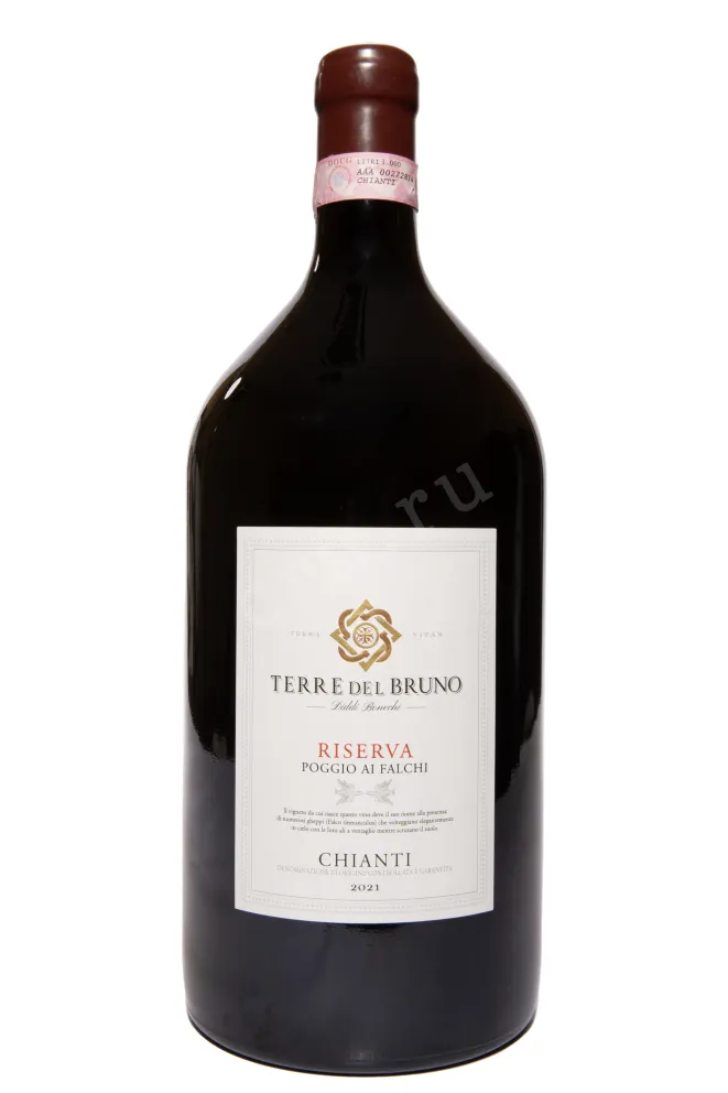 Бутылка Terre del Bruno Chianti Riserva Poggio ai Falchi in wooden box 2021 3 л