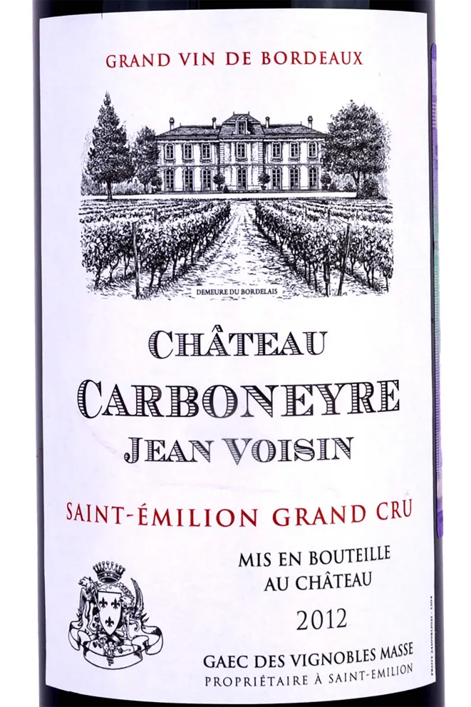 Этикетка Chateau Carboneyre Jean Voisin Saint-Emilion Grand Cru 2012 0.75 л