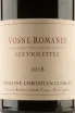 Этикетка Vosne-Romanee Domain Christian Clerget Les Violettes 2018 0.75 л