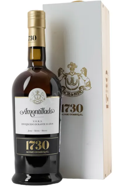 Херес Alvaro Domecq 1730 Amontillado VORS in a wooden box 1994 0.75 л