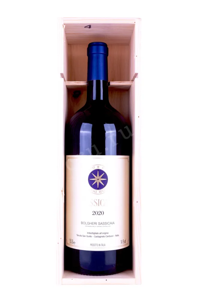 В деревянной коробке Sassicaia Bolgheri wooden box 2020 1.5 л