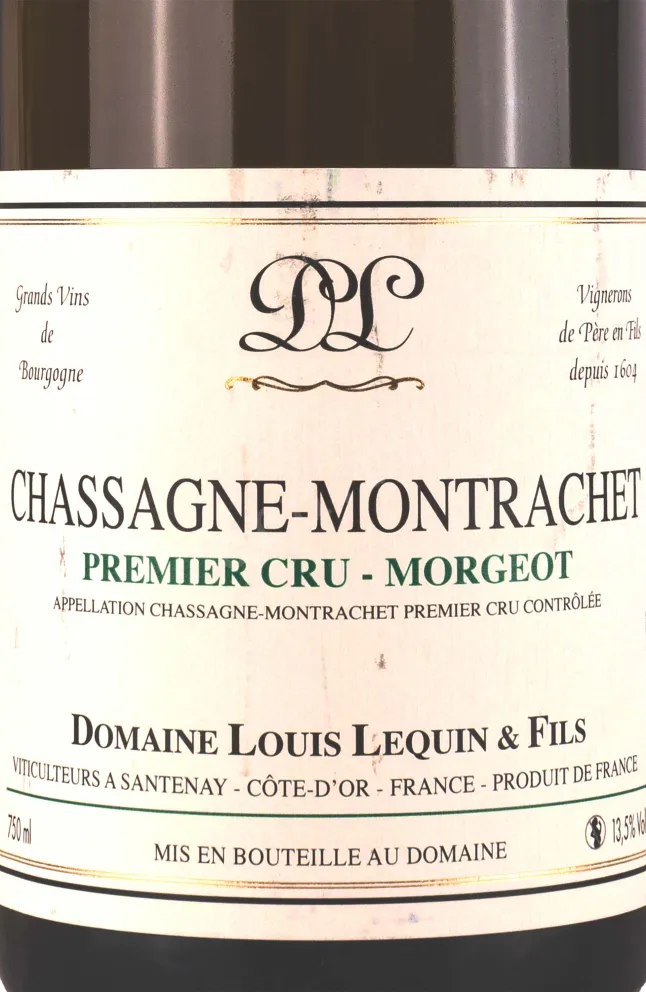Этикетка Louis Lequin Chassagne-Montrachet 1er Cru Morgeot 2020 0.75 л
