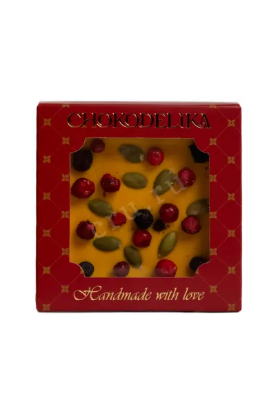 Шоколад Чокоделика белый с украшением Облепиха и Брусника 35 г