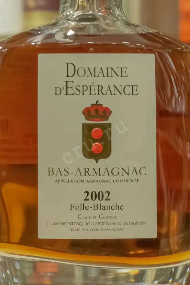В магазине Крю Профи Bas-Armagnac Folle-Blanche Domaine d'Esperance in wooden box 2002 0.7 л