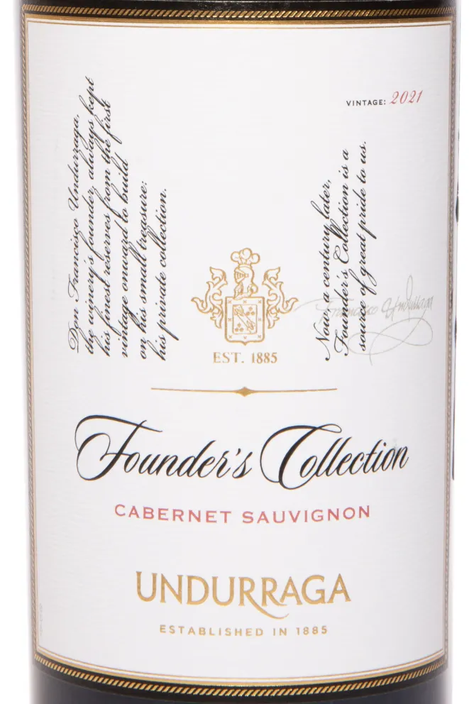 Этикетка Undurraga Founder's Collection Cabernet Sauvignon DO 2021 0.75 л